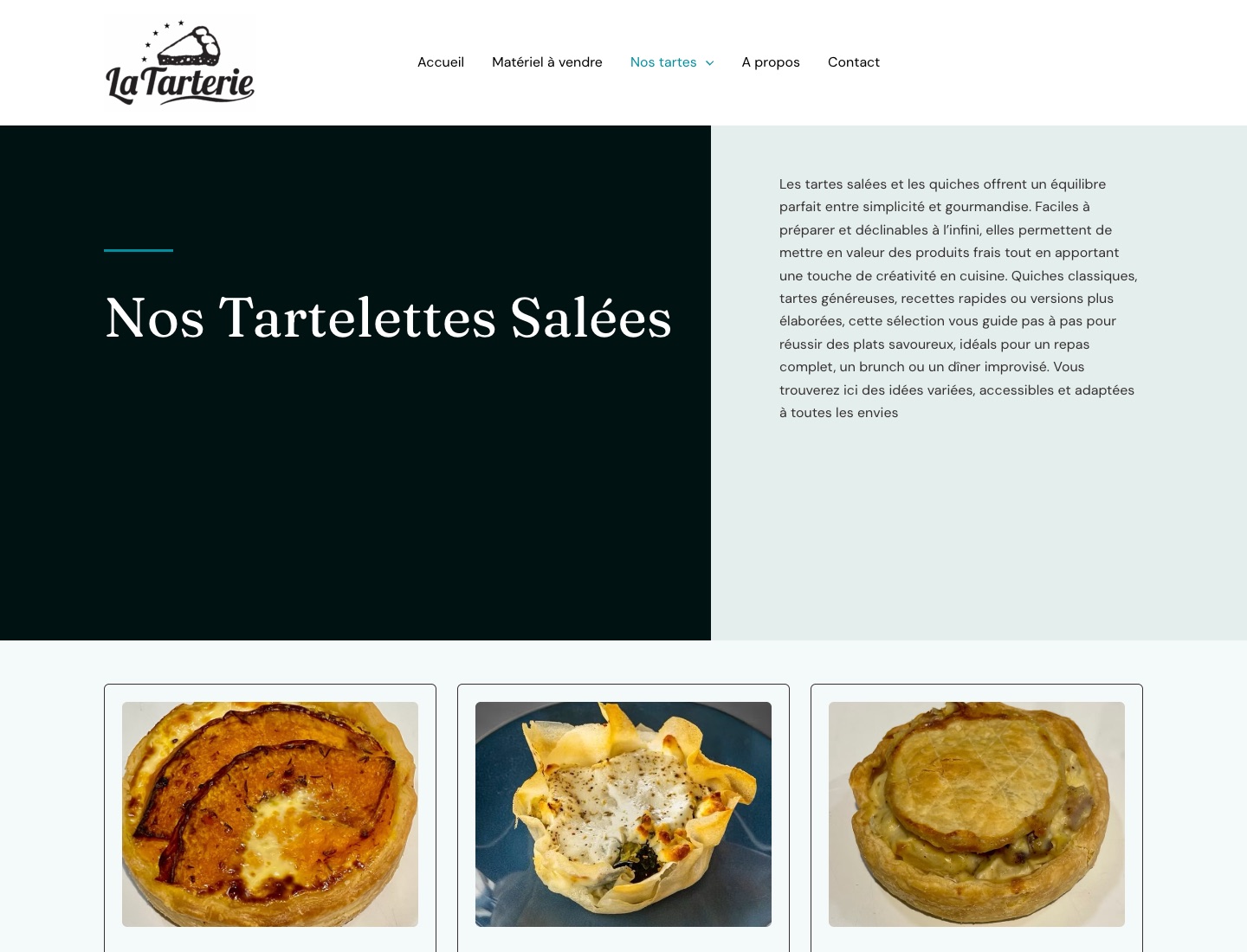 Capture de la page Nos tartes salées La Tarterie