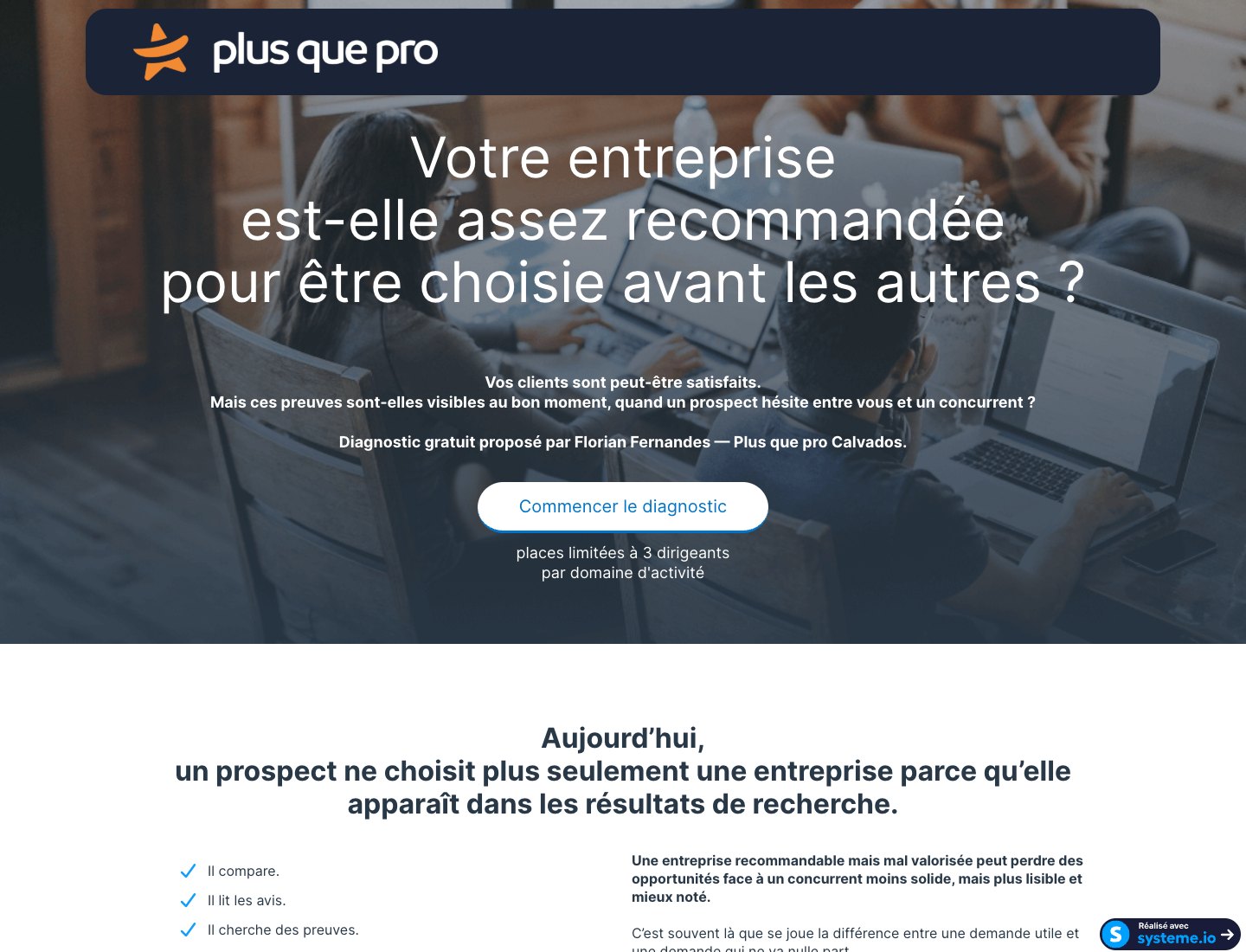 Capture du tunnel Systeme.io Plus Que Pro